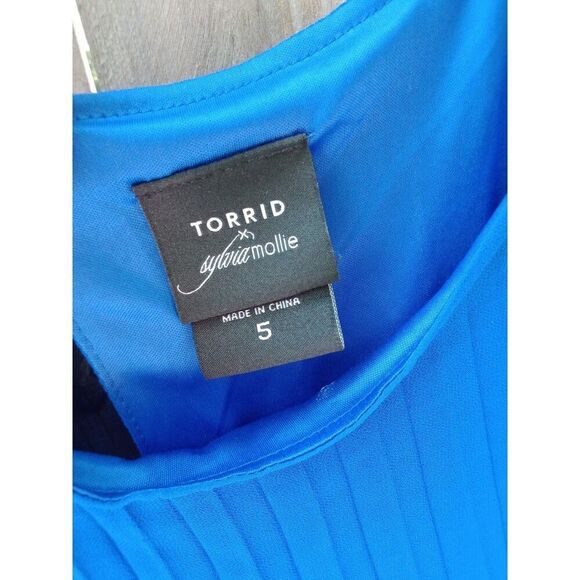 Torrid Sylvia Mollie Skater Mini Dress Chiffon Pleated Royal Blue 5X #15952641 - Picture 6 of 9